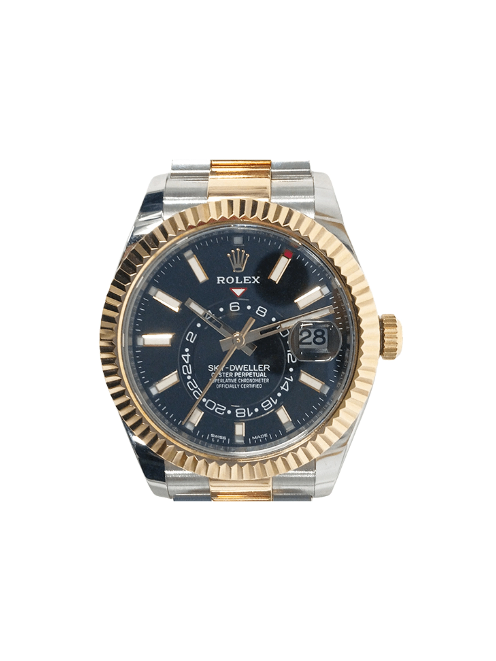 Rolex Sky-Dweller Stainless Steel Yellow Gold Black Dial 326933