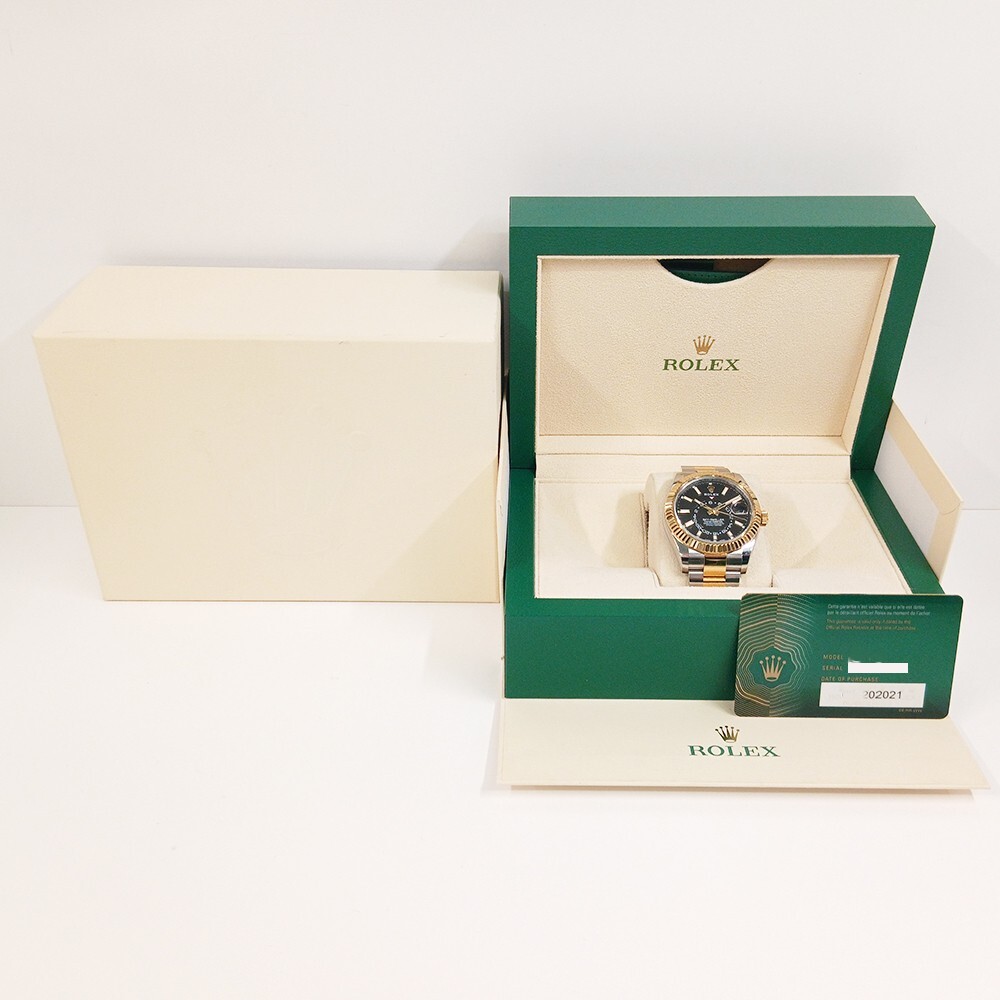 Rolex Sky-Dweller Stainless Steel Yellow Gold Black Dial 326933
