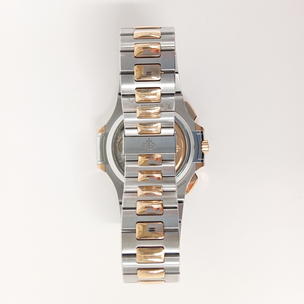 Patek Philippe Nautilus Flyback Chronograph Stainless Steel and Rose Gold Blue Dial 5980/1AR-001