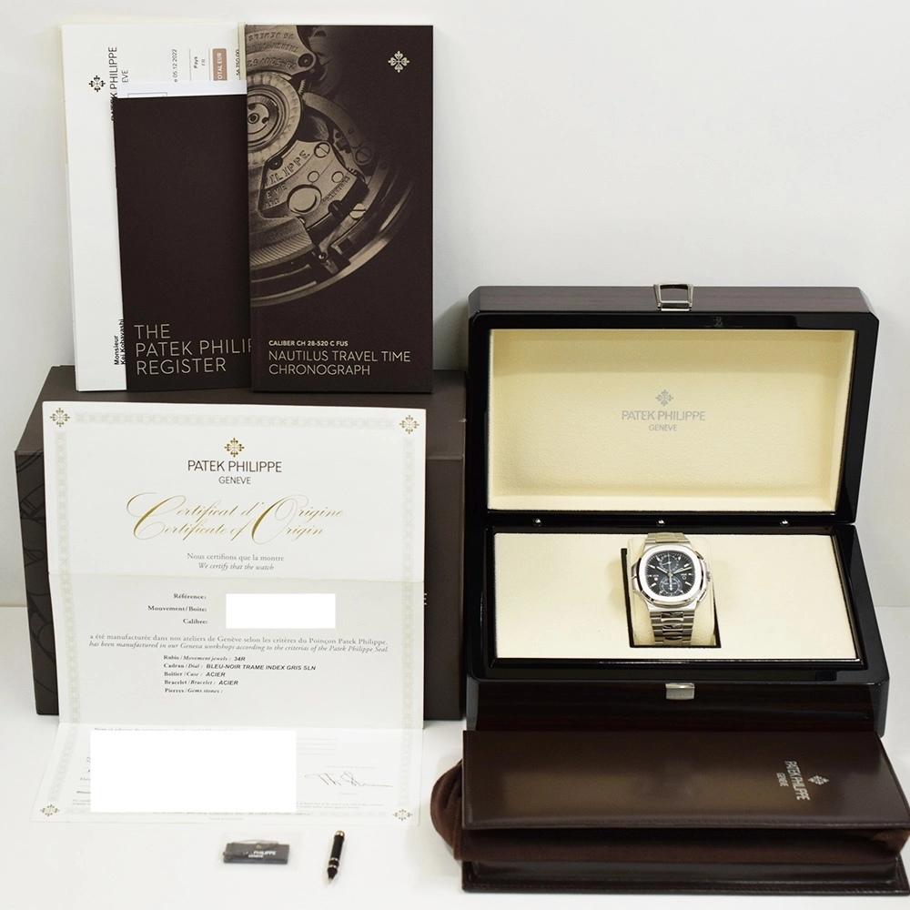 Patek Philippe Nautilus Travel Time Flyback Chronograph Stainless Steel Blue Dial 5990/1A-011