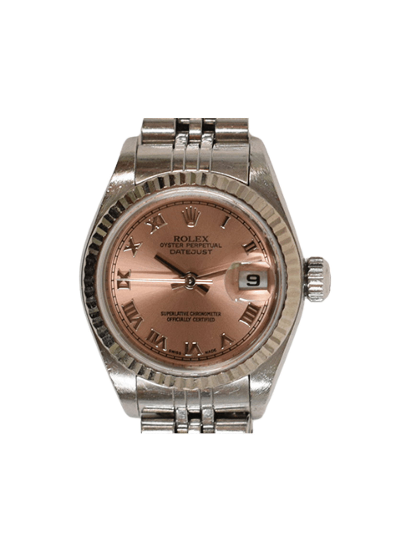 Rolex Lady-Datejust Stainless Steel and White Gold Pink Roman Dial 79174