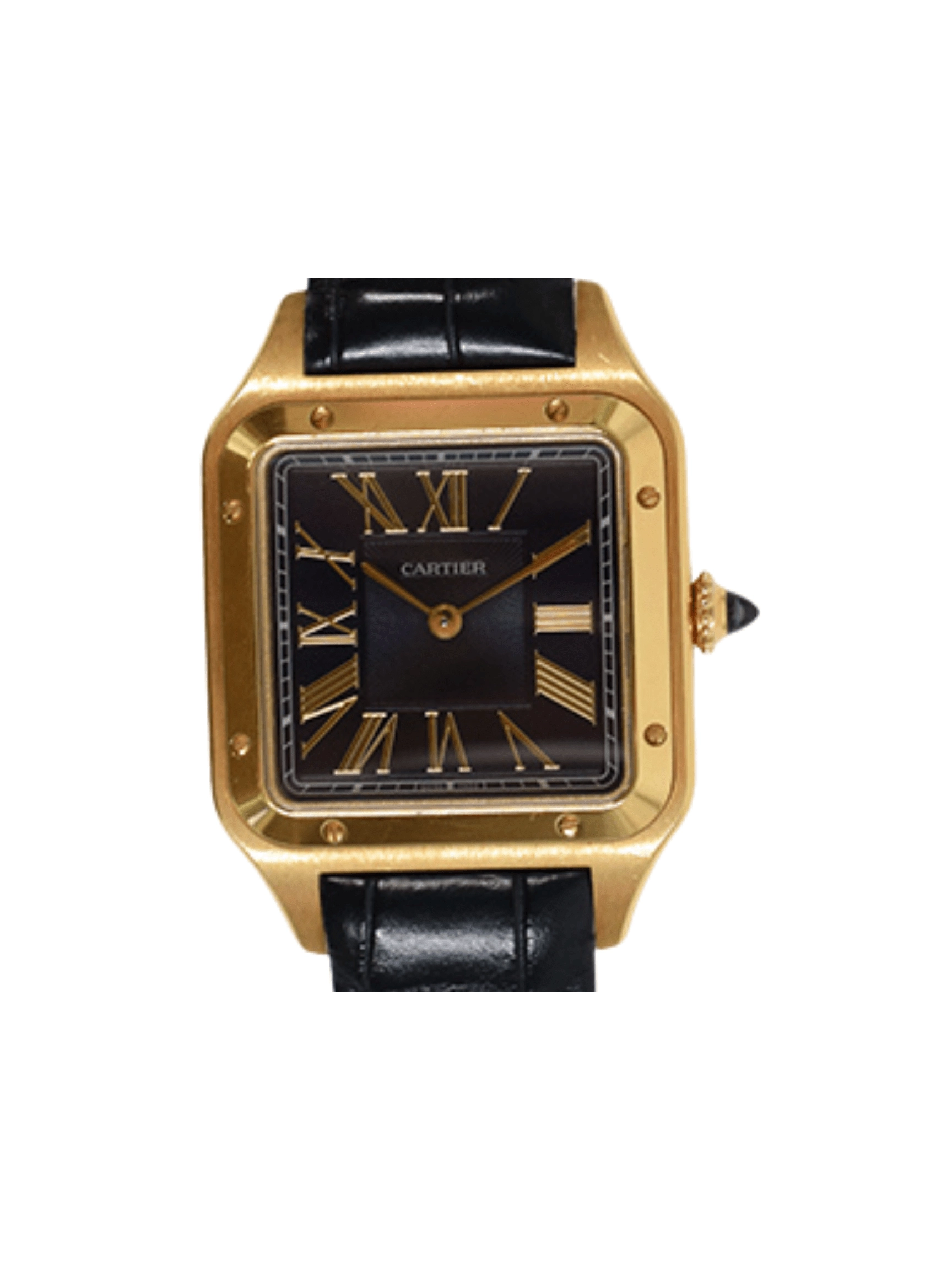 Cartier Santos Dumont Yellow Gold Black Roman Dial WGSA0077