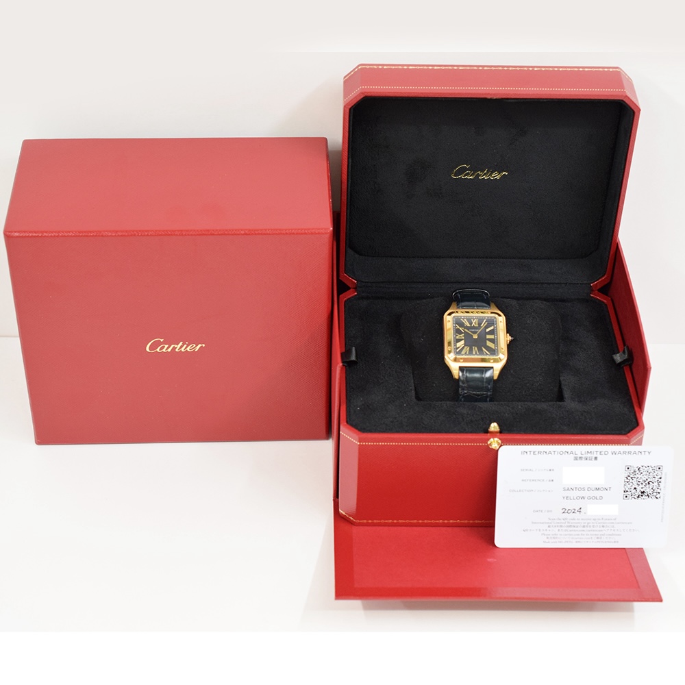 Cartier Santos Dumont Yellow Gold Black Roman Dial WGSA0077