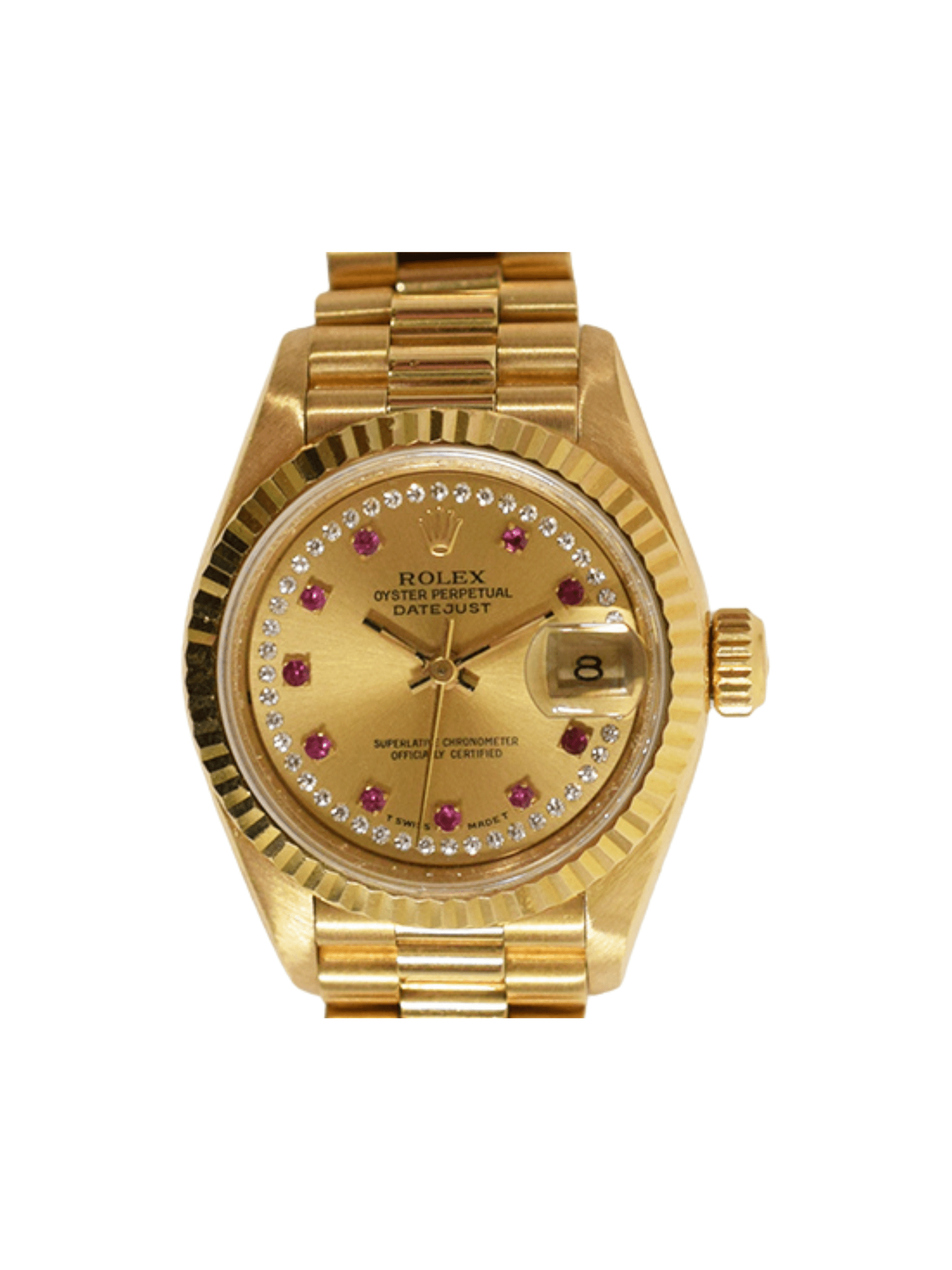 Rolex Lady-Datejust Yellow Gold Champagne Ruby Diamond Dial 69178LR