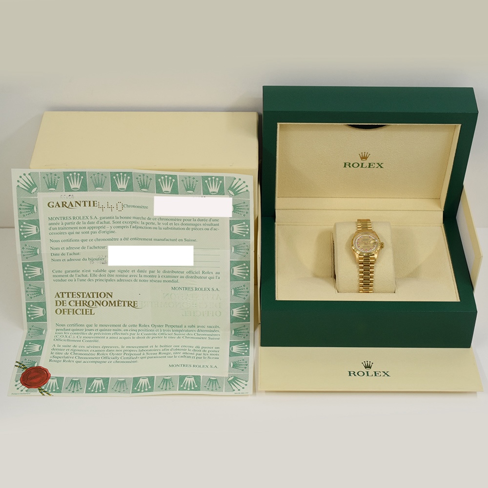 Rolex Lady-Datejust Yellow Gold Champagne Ruby Diamond Dial 69178LR