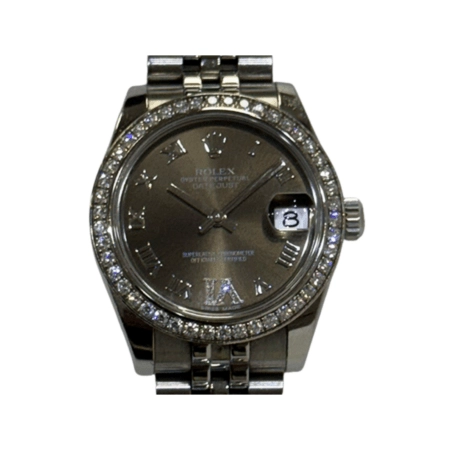 Rolex Datejust 31 Stainless Steel and White Gold Dark Grey VI Diamond Dial 178384