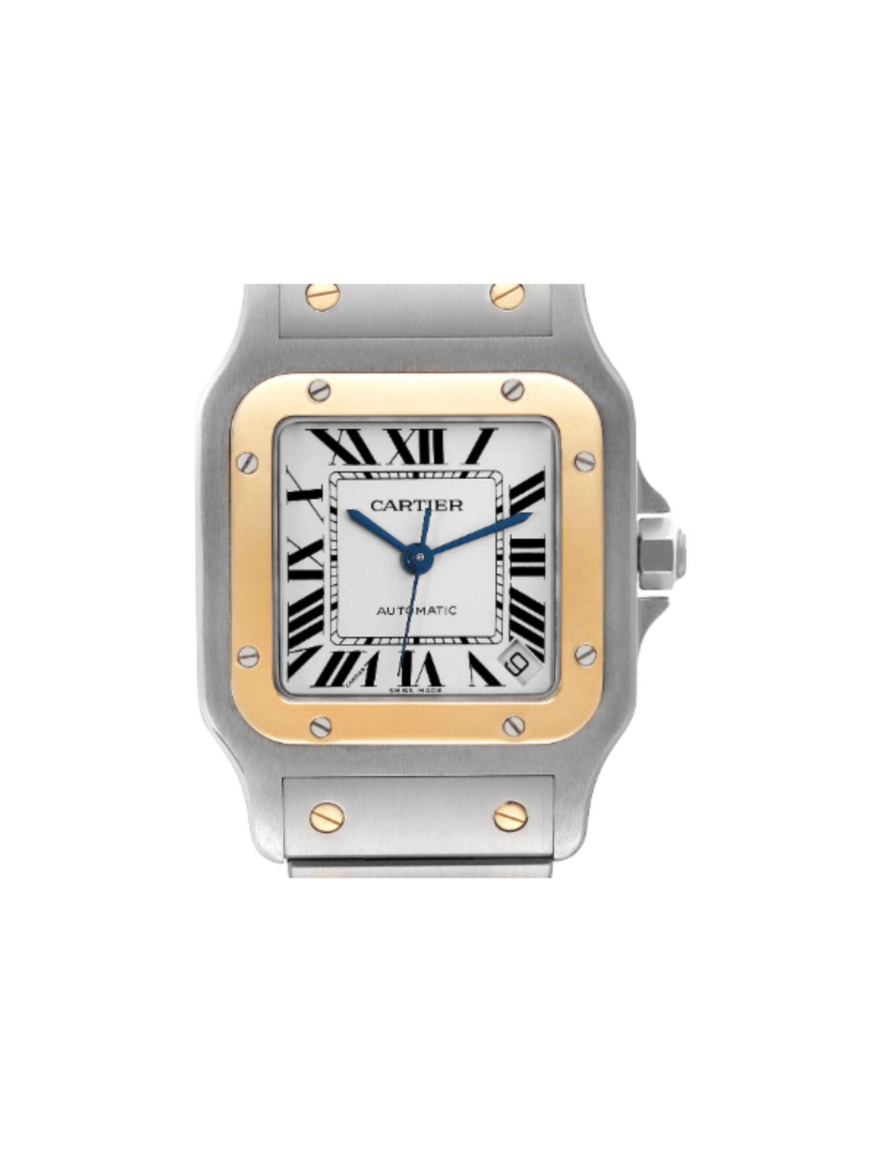 Cartier Santos XL Stainless Steel Yellow Gold Silver Romand Dial W20099C4
