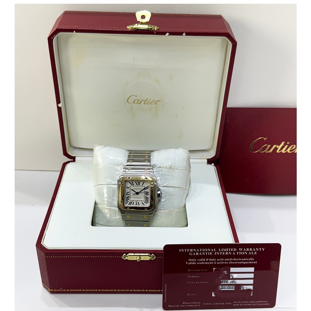 Cartier Santos XL Stainless Steel Yellow Gold Silver Romand Dial W20099C4