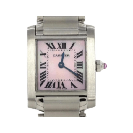 Cartier Tank Francaise Small Stainless Steel Pink MOP Roman Dial W51028Q3