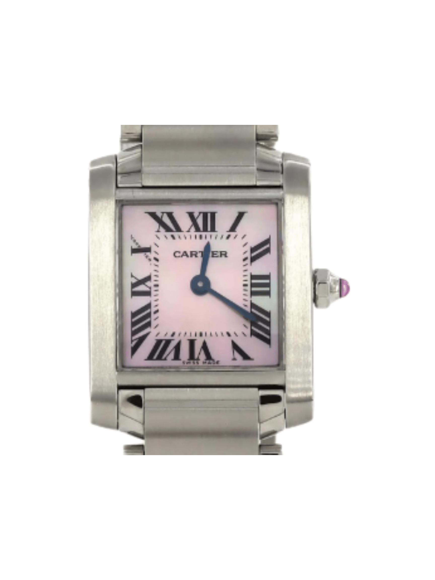 Cartier Tank Francaise Small Stainless Steel Pink MOP Roman Dial W51028Q3