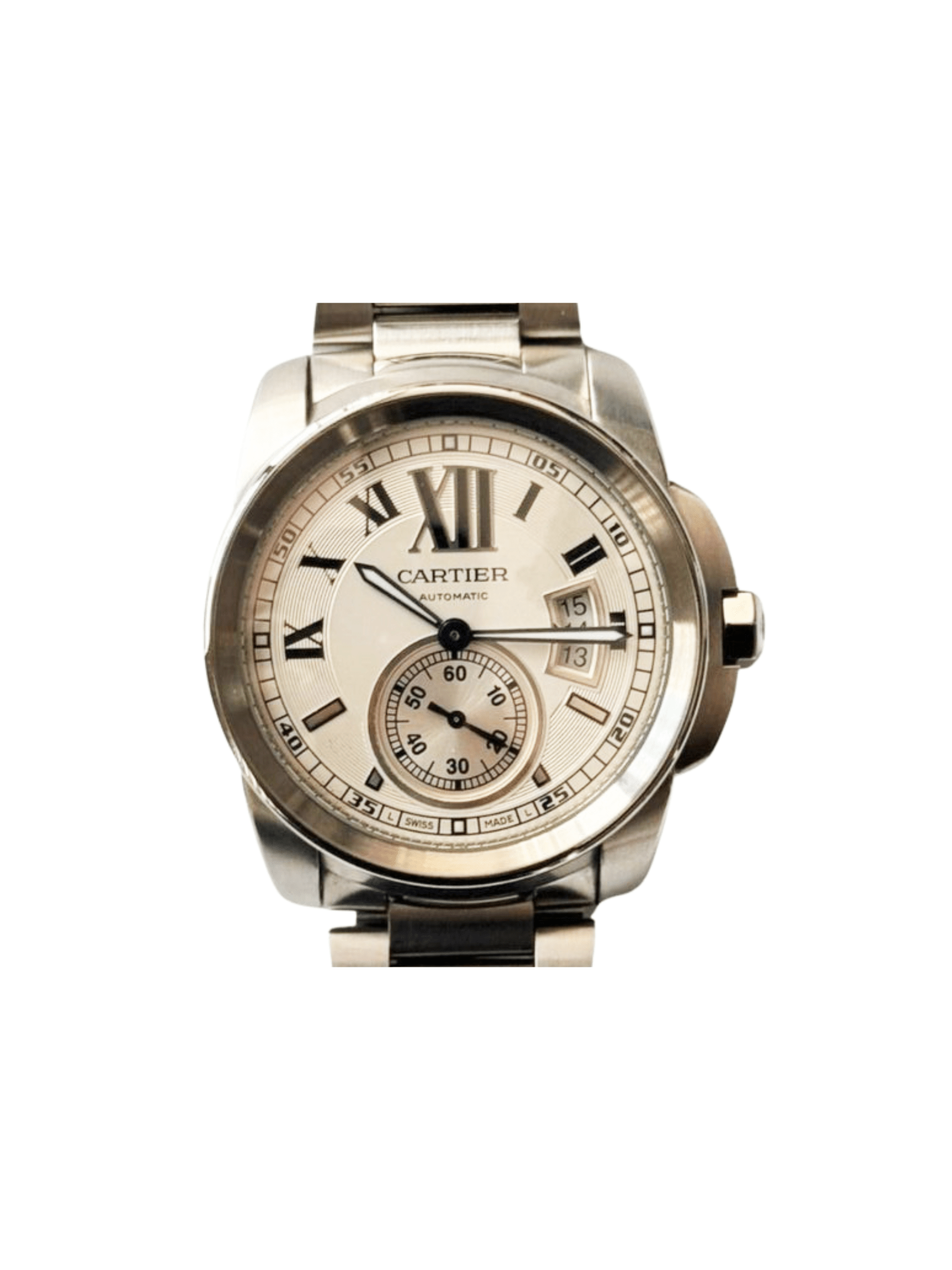 Cartier Calibre De Cartier 42 mm Stainless Steel Ivory Roman Dial W7100015