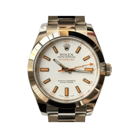 Rolex Milgauss Green Crystal Stainless Steel White Dial 116400