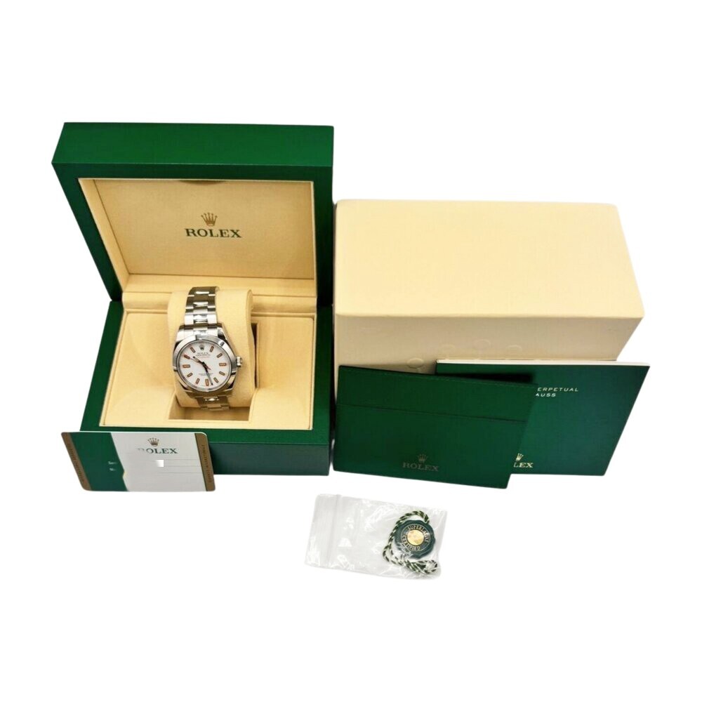 Rolex Milgauss Green Crystal Stainless Steel White Dial 116400
