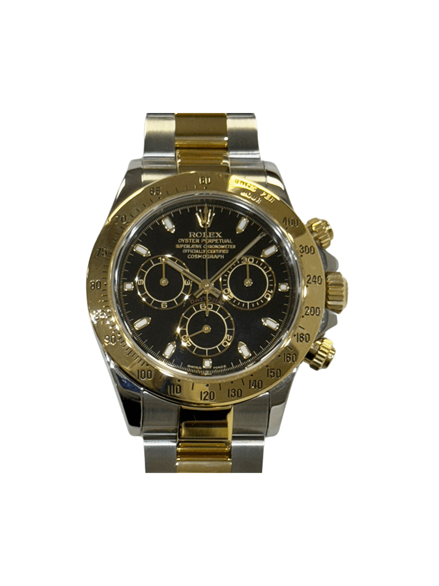 Rolex Daytona Stainless Steel Yellow Gold Black Dial 116523