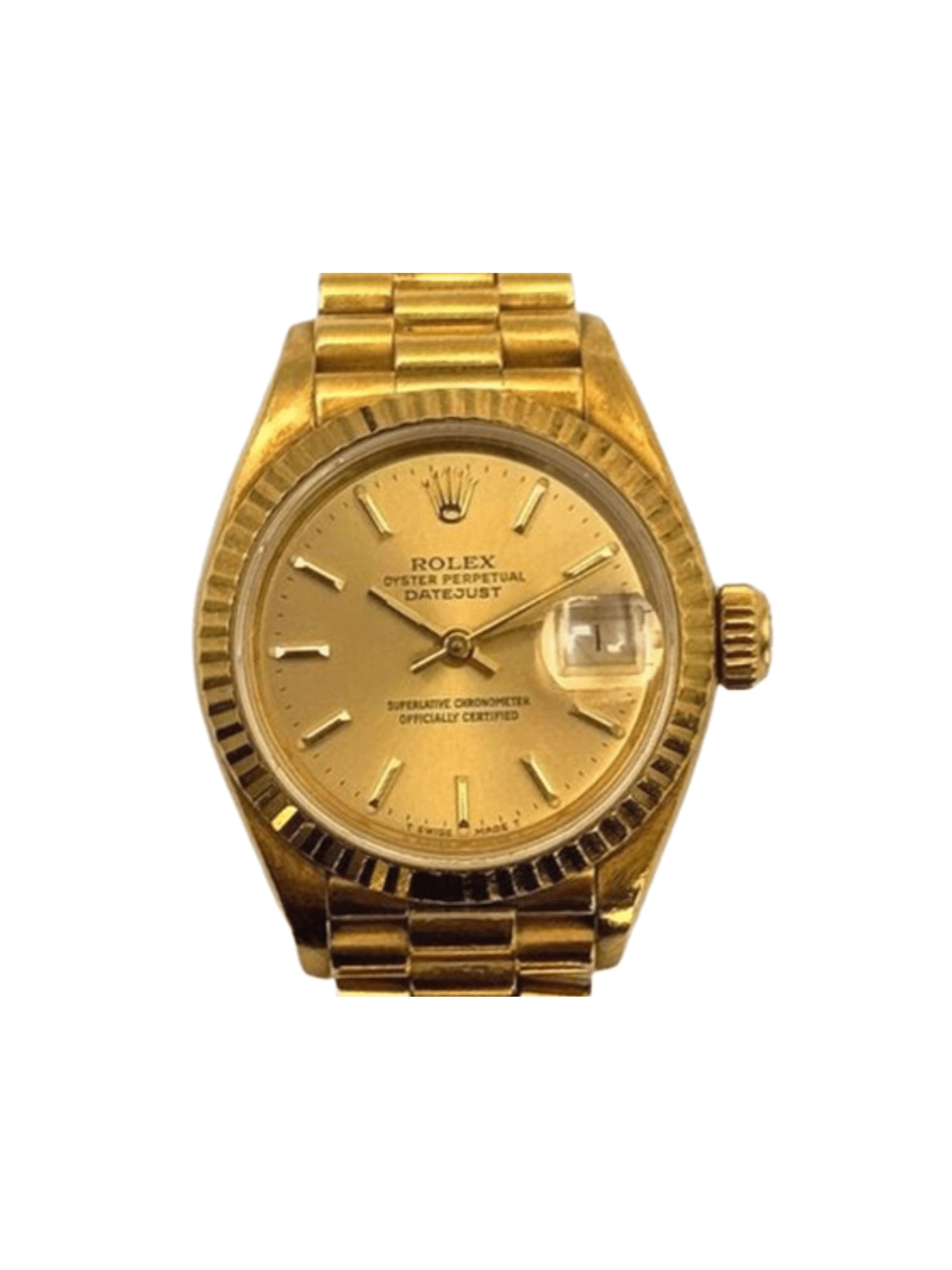Rolex Lady-Datejust Yellow Gold Champagne Stick Dial 69178