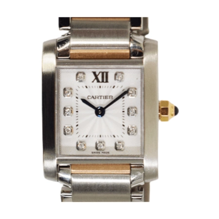 Cartier Tank Francaise Stainless Steel/Rose Gold Silver Diamond Dial WE110004