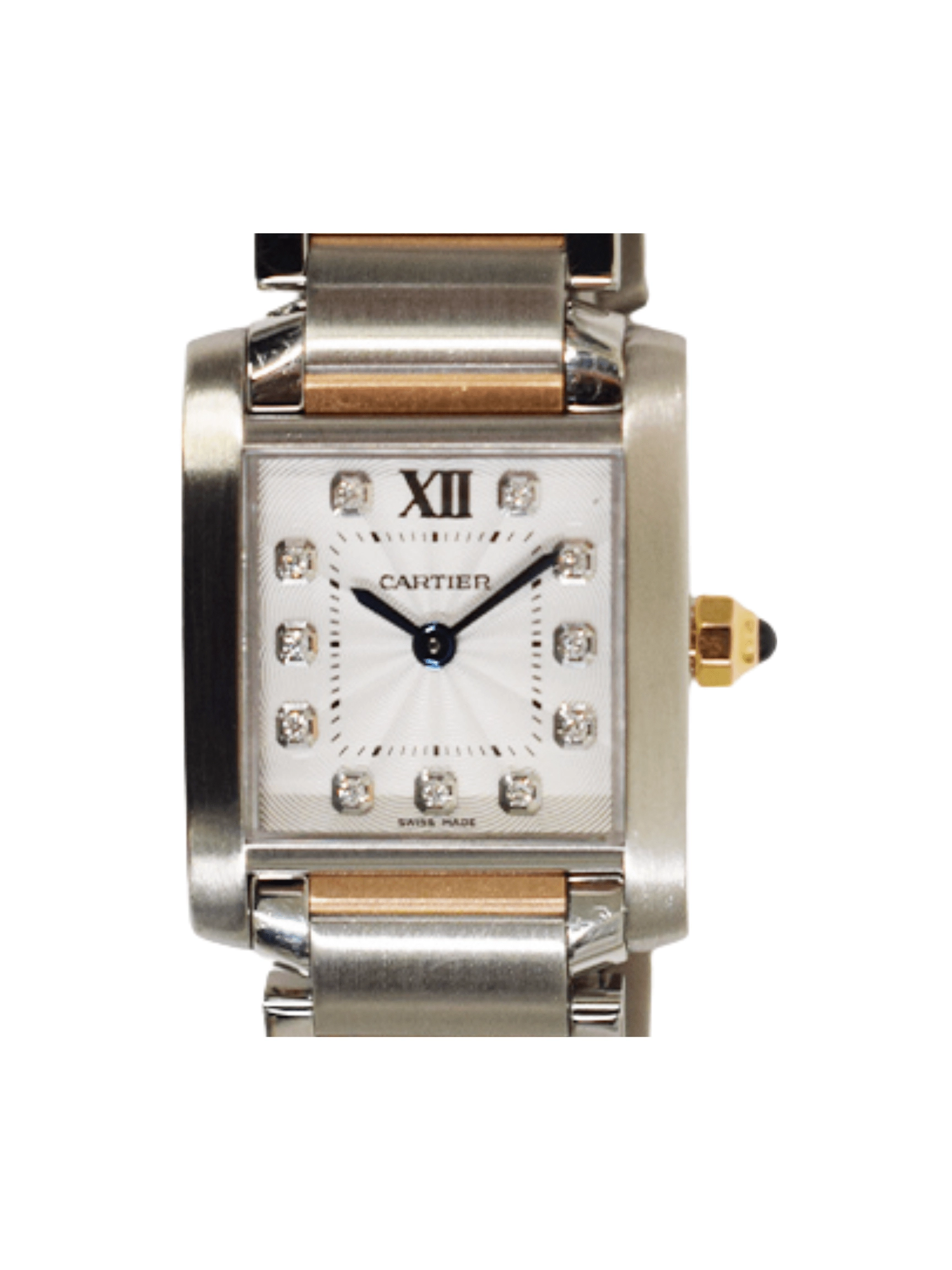 Cartier Tank Francaise Stainless Steel/Rose Gold Silver Diamond Dial WE110004