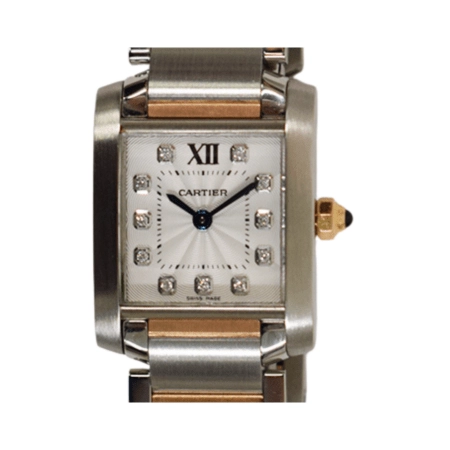 Cartier Tank Francaise Stainless Steel/Rose Gold Silver Diamond Dial WE110004