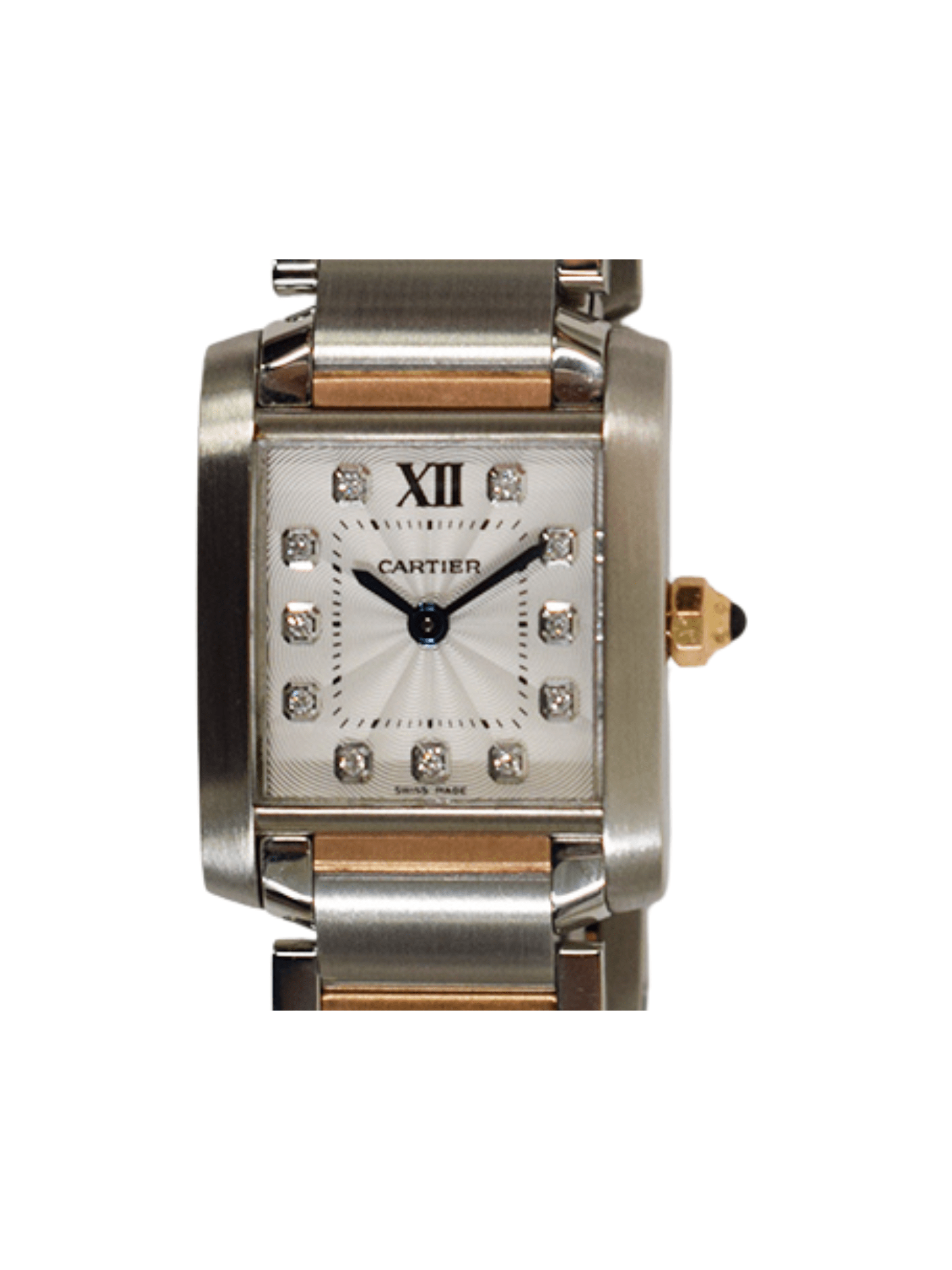 Cartier Tank Francaise Stainless Steel/Rose Gold Silver Diamond Dial WE110004