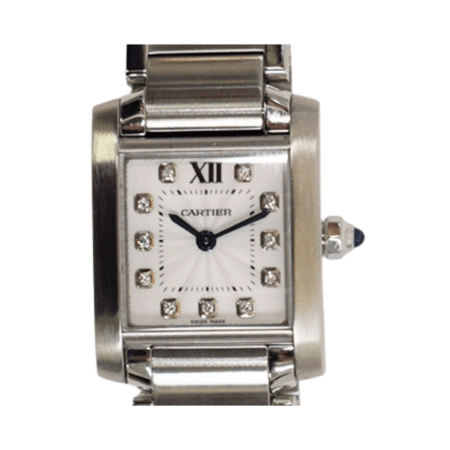 Cartier Tank Française Stainless Steel Silver Diamond Dial WE110006