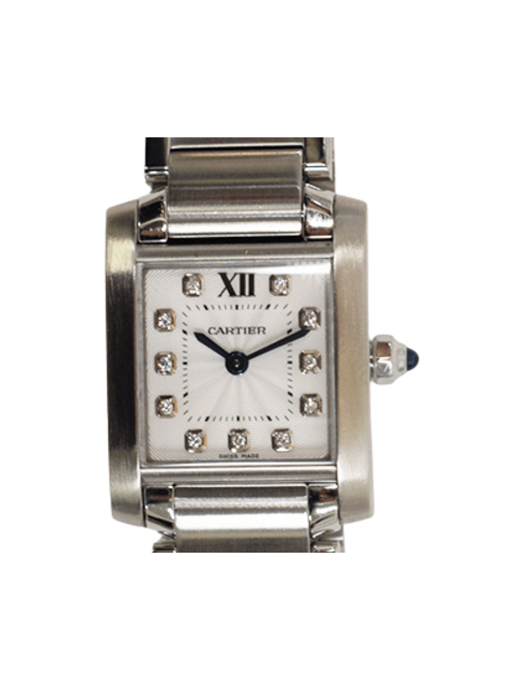 Cartier Tank Française Stainless Steel Silver Diamond Dial WE110006