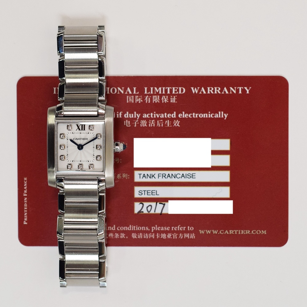 Cartier Tank Française Stainless Steel Silver Diamond Dial WE110006