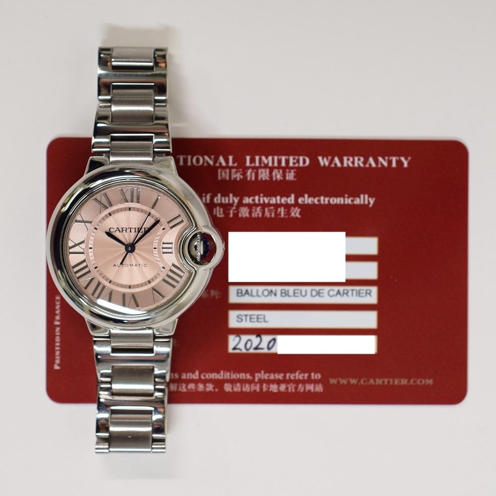 Cartier Ballon Bleu Stainless Steel Pink Roman Dial W6920100