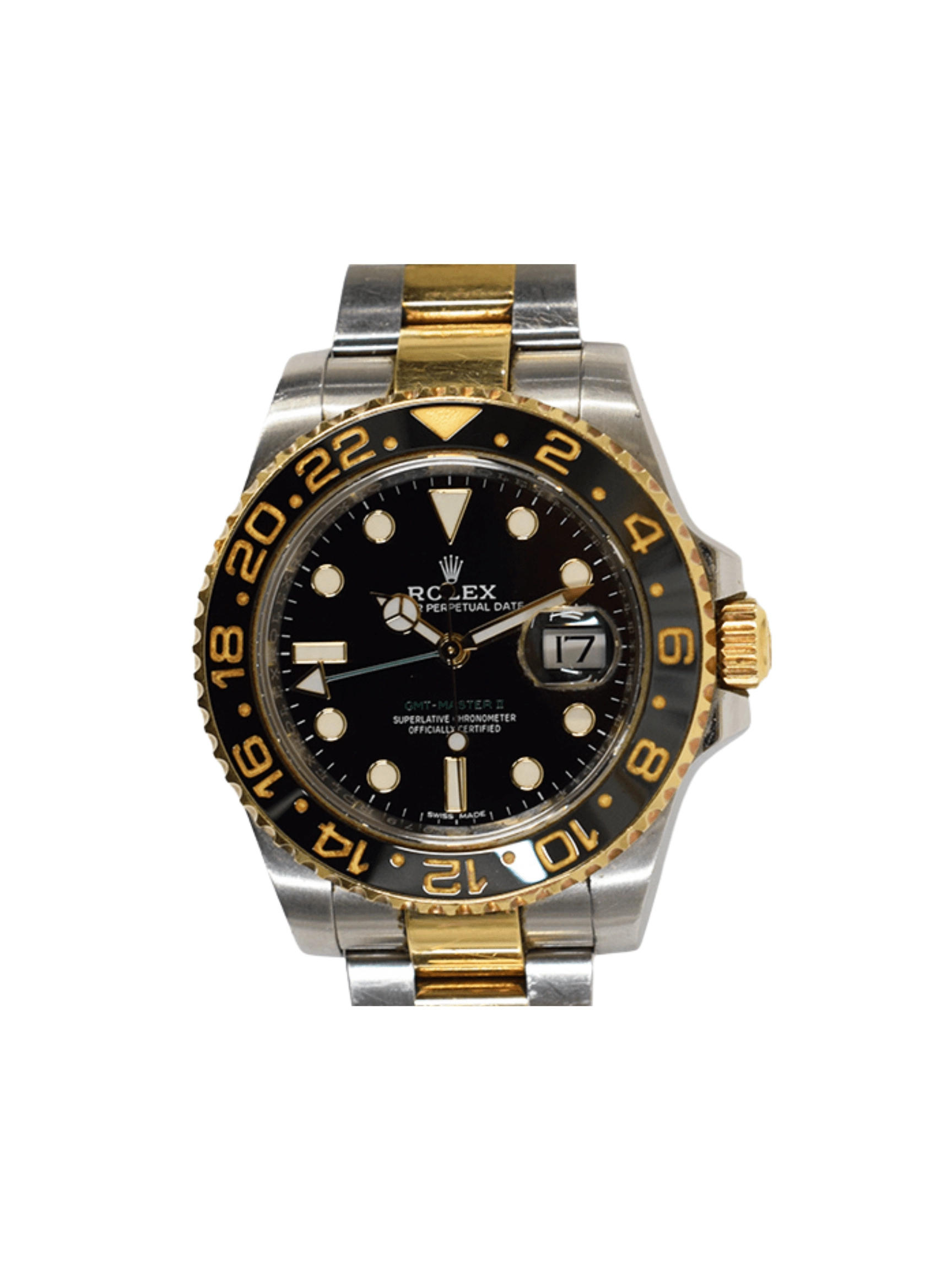 Rolex GMT-Master II Stainless Steel and Yellow Gold Black Dial 116713LN