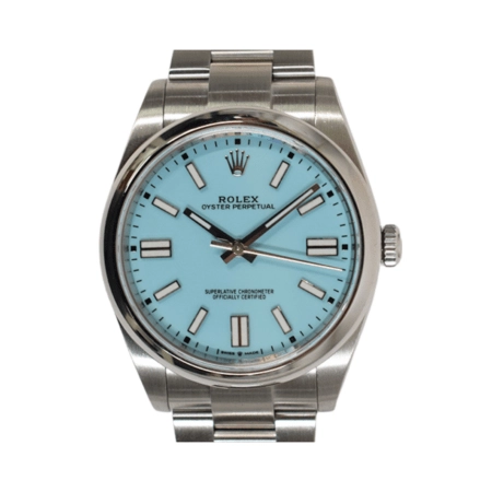 Rolex Oyster Perpetual 41 Stainless Steel Turquoise Stick Dial 124300