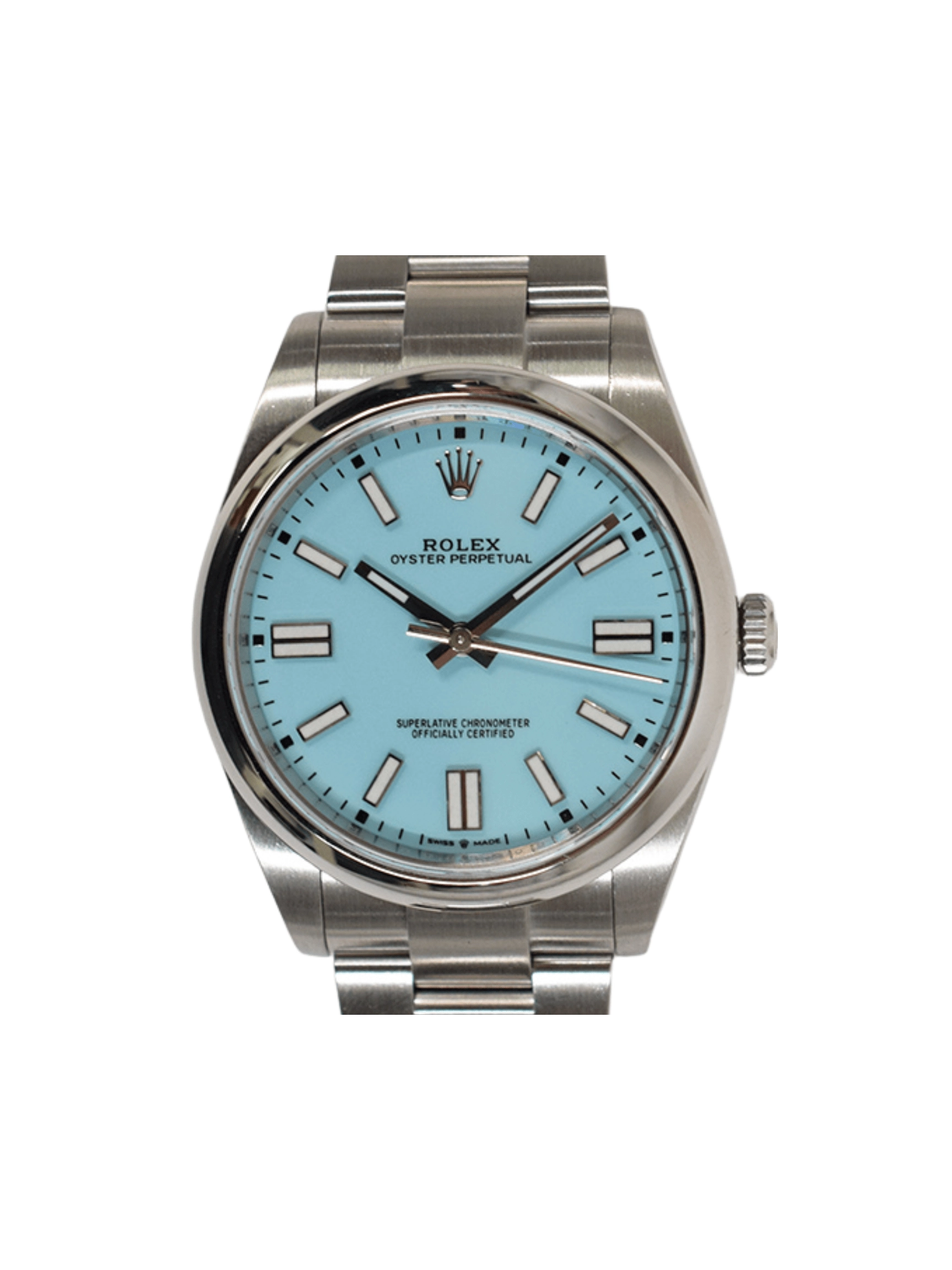 Rolex Oyster Perpetual 41 Stainless Steel Turquoise Stick Dial 124300