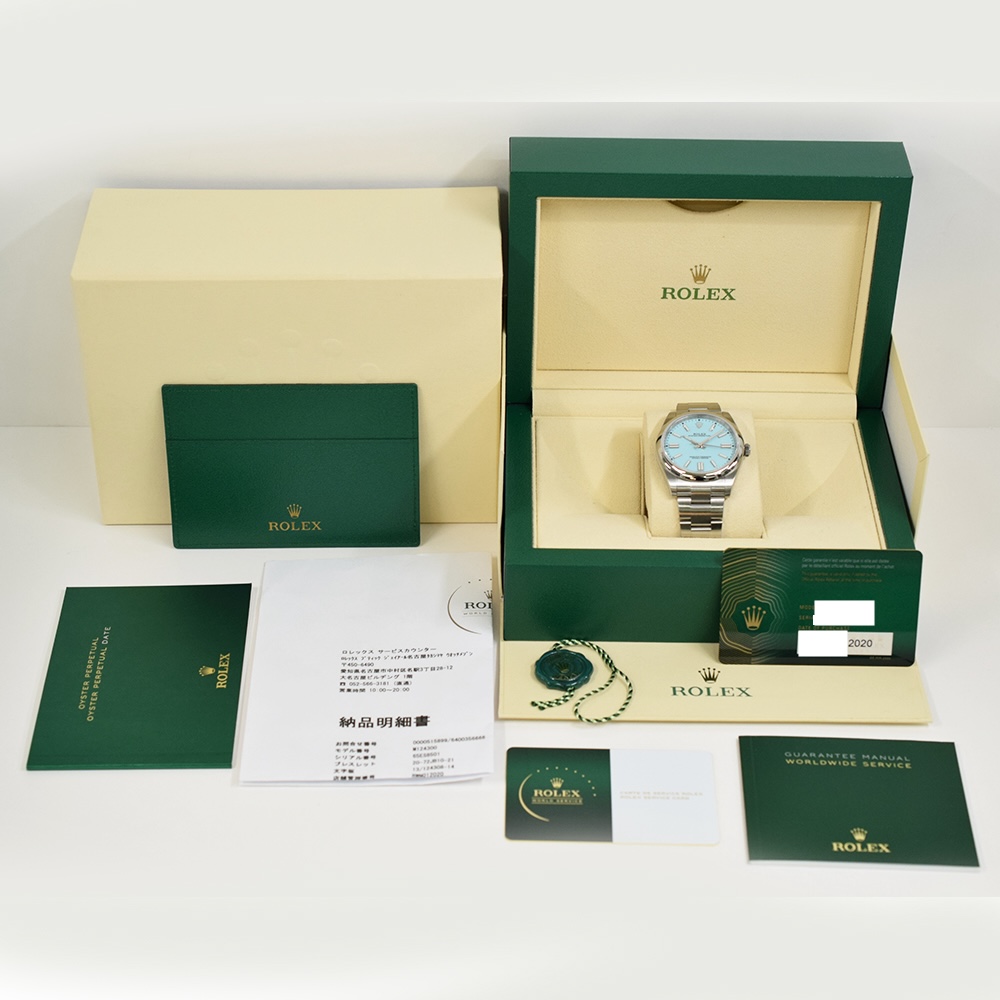 Rolex Oyster Perpetual 41 Stainless Steel Turquoise Stick Dial 124300