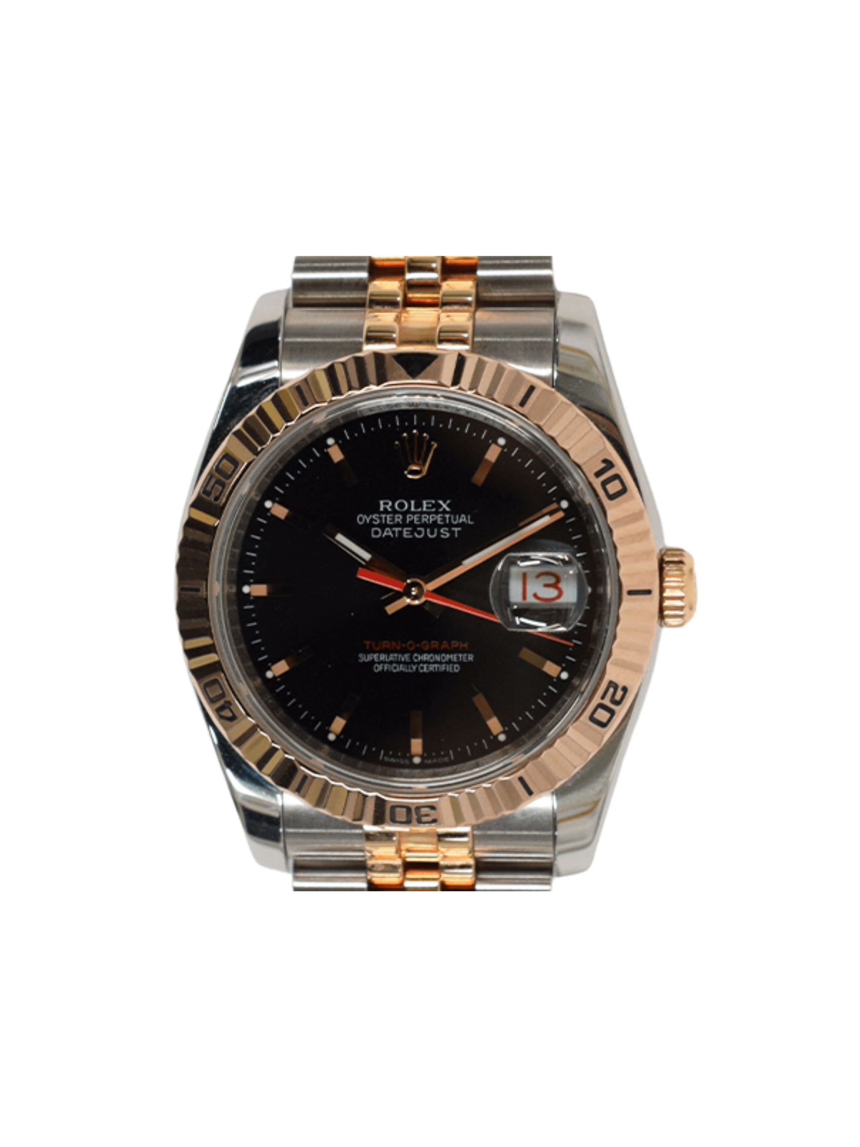 Rolex Datejust Turn-O-Graph Rose Gold/Stainless Steel Black Dial 116261