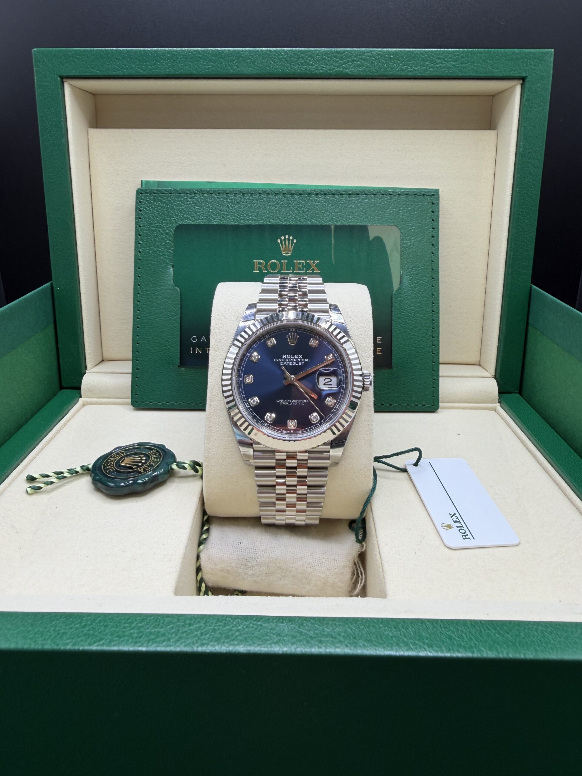 Rolex Datejust 41 Stainless Steel and White Gold Blue Diamond Dial 126334