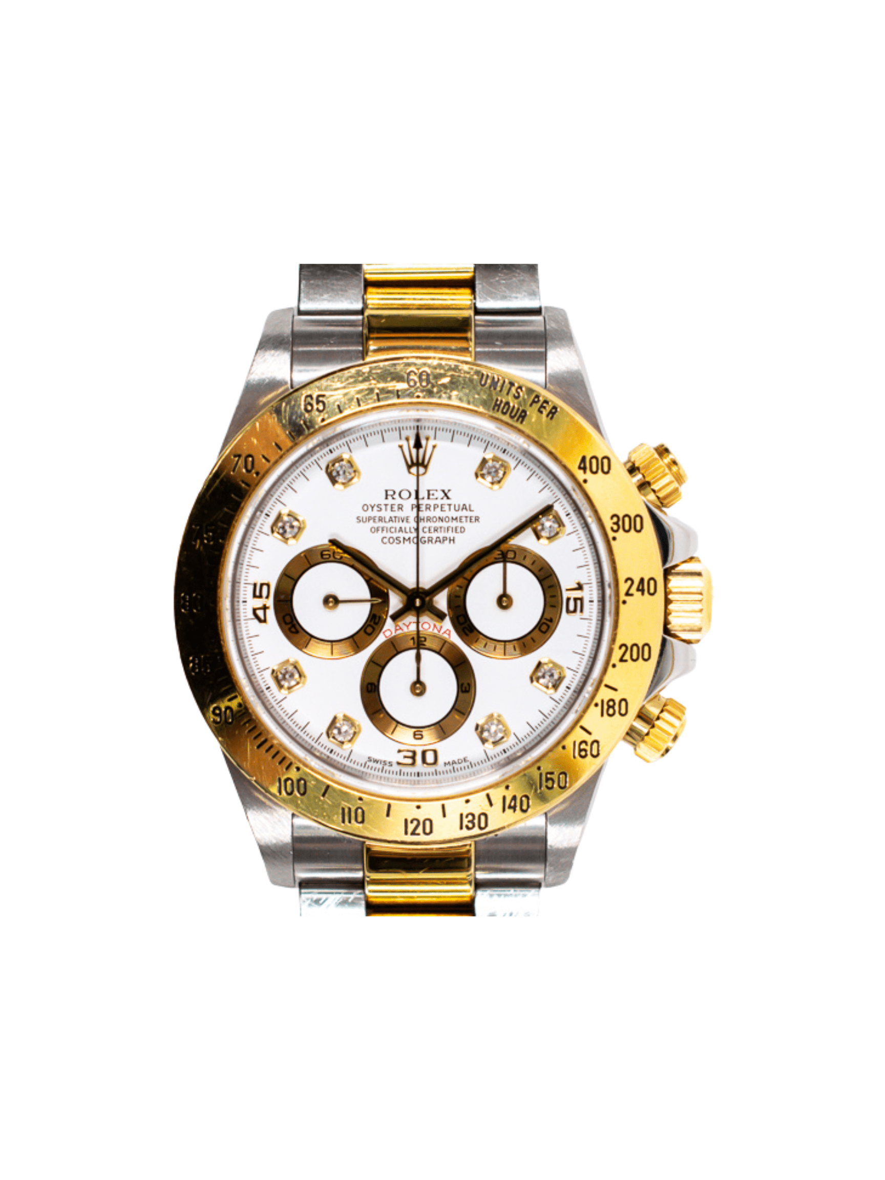 Rolex Daytona Stainless Steel and Yellow Gold White Diamond Dial 16523