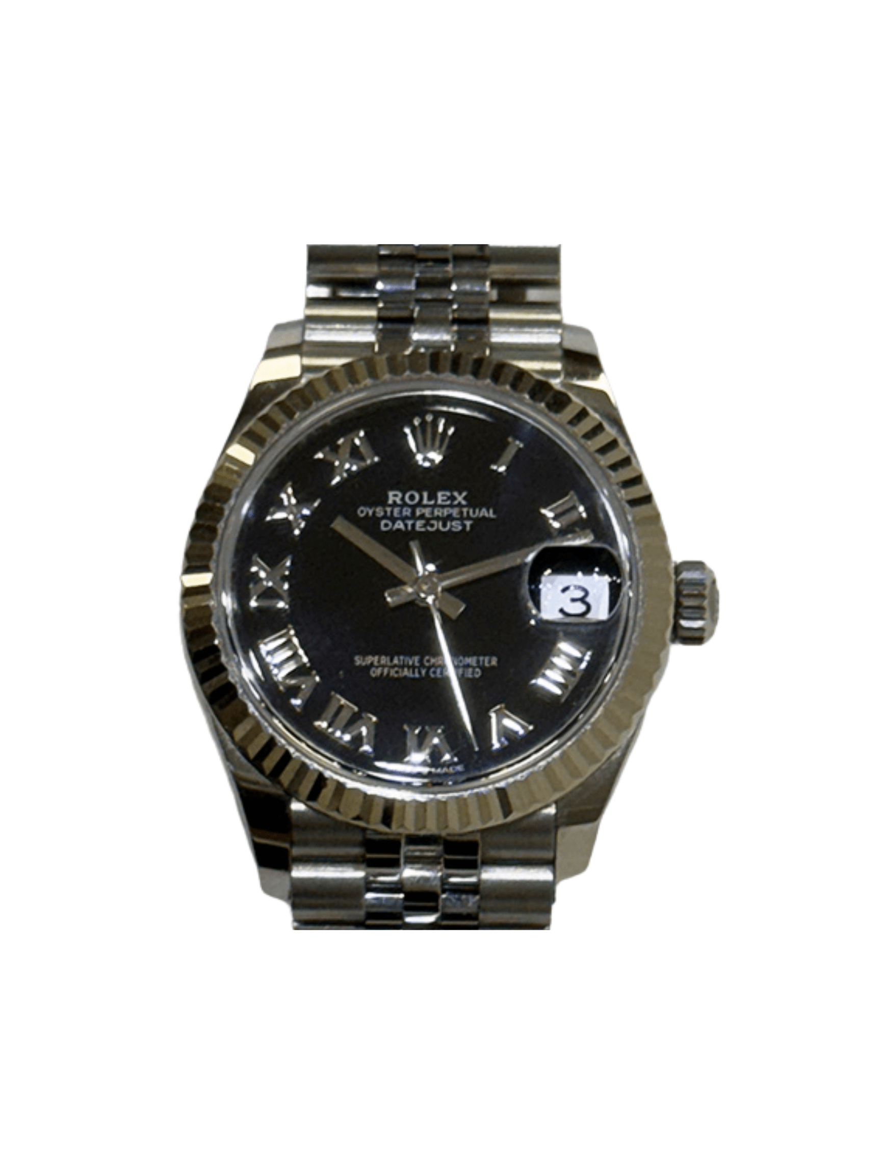 Rolex Datejust 31 Stainless Steel/White Gold Black Roman Dial 278274