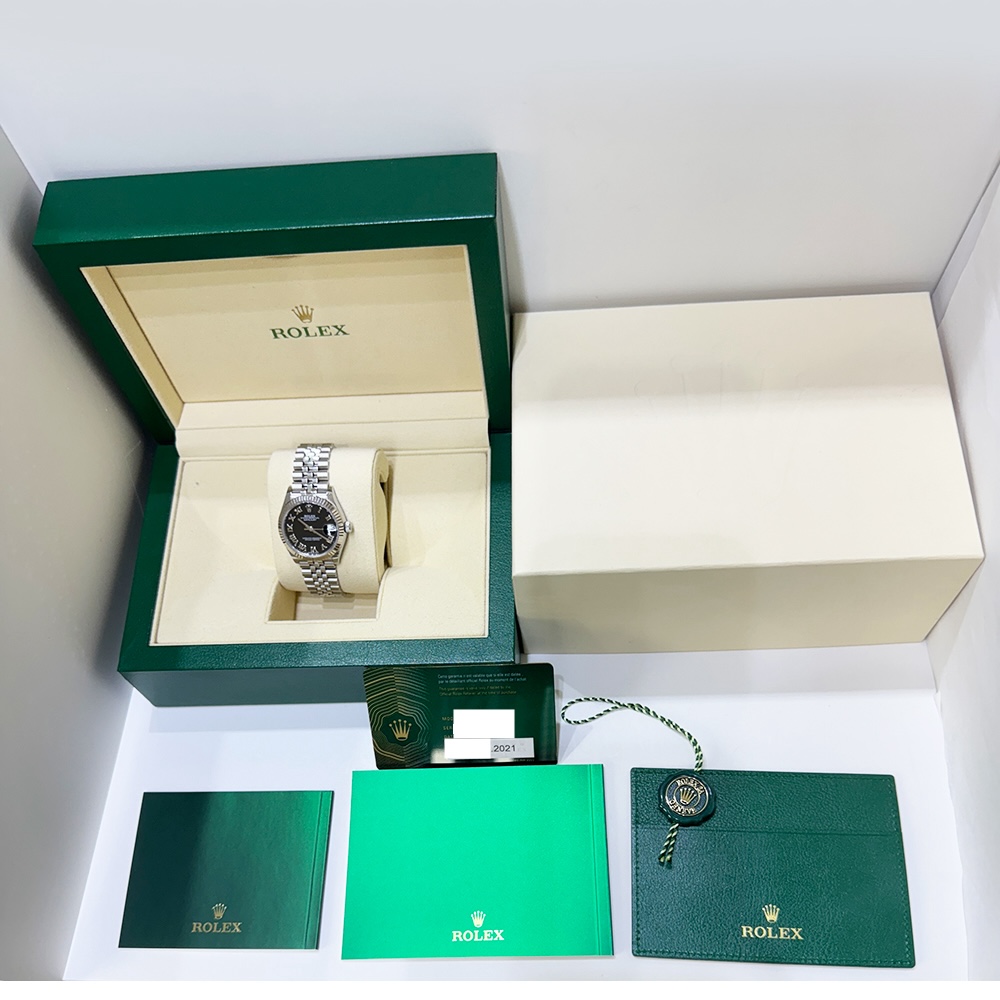 Rolex Datejust 31 Stainless Steel/White Gold Black Roman Dial 278274