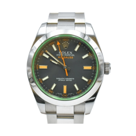 Rolex Milgauss Green Crystal Stainless Steel Black Dial 116400GV