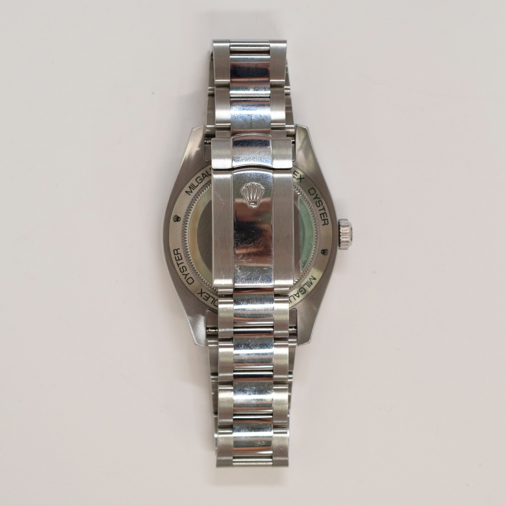 Rolex Milgauss Green Crystal Stainless Steel Black Dial 116400GV