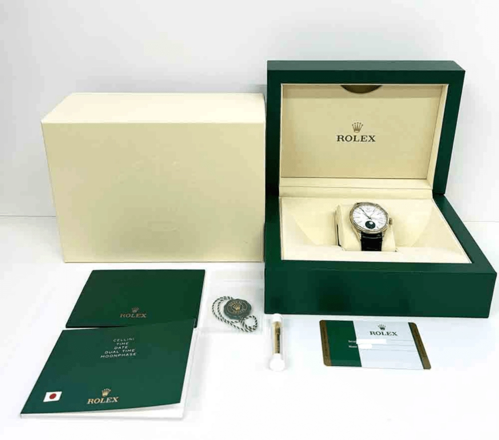 Rolex Cellini Moonphase Rose Gold White 50535 Bracelet