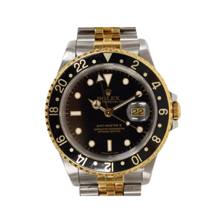 Rolex GMT-Master II Stainless Steel and Yellow Gold Black Dial 16713