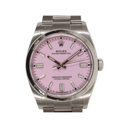 Rolex Oyster Perpetual Stainless Steel Candy Pink Dial 126000