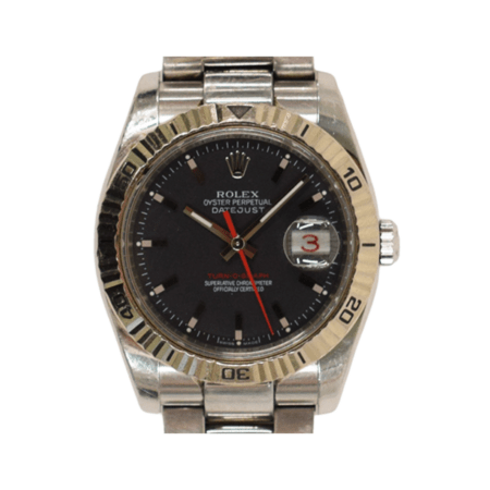 Rolex Datejust Turn-O-Graph Stainless Steel and White Gold Black Dial 116264