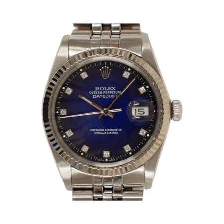 Rolex Datejust 36 Stainless Steel and White Gold Blue Ombre Diamond Dial 16014G