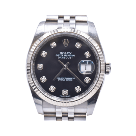 Rolex Datejust 36 Stainless Steel and White Gold Black Diamond Dial 116234G