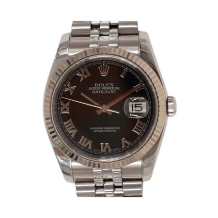 Rolex Datejust 36 Stainless Steel and White Gold Black Roman Dial 116234