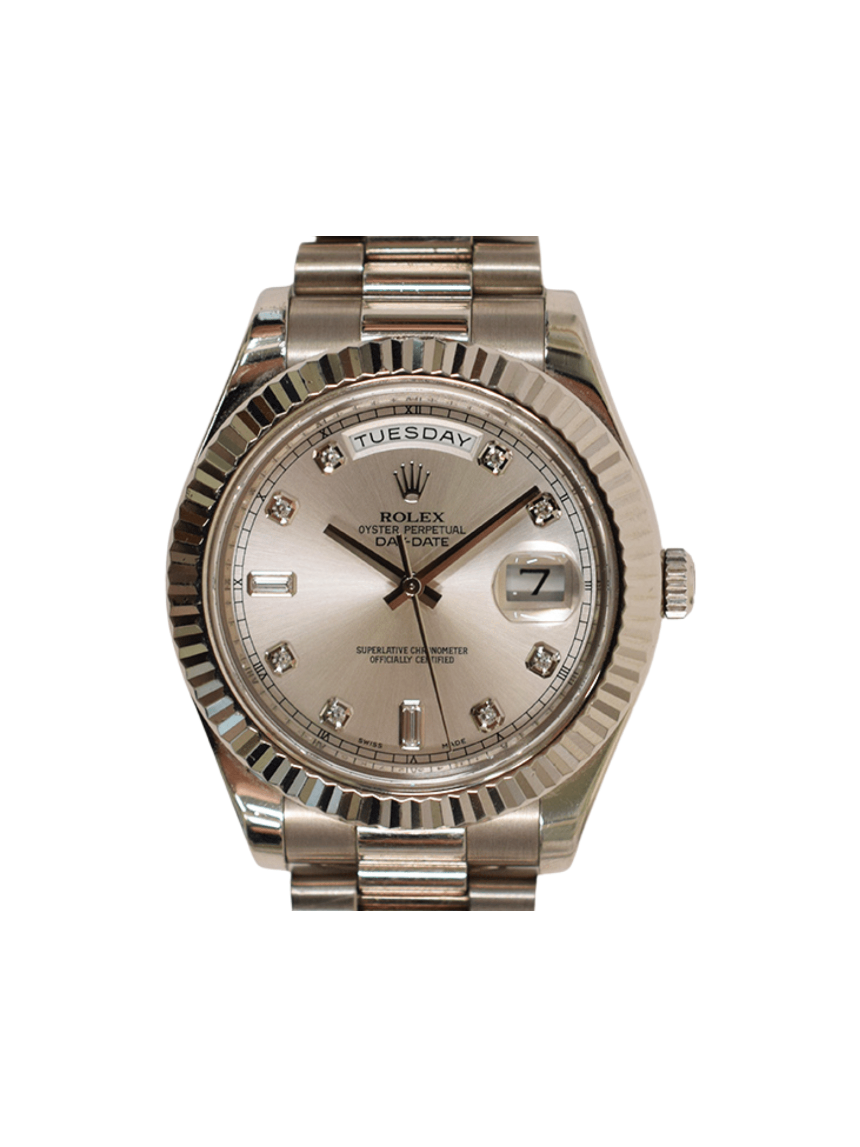 Rolex Day-Date II White Gold Silver Diamond Dial 218239A