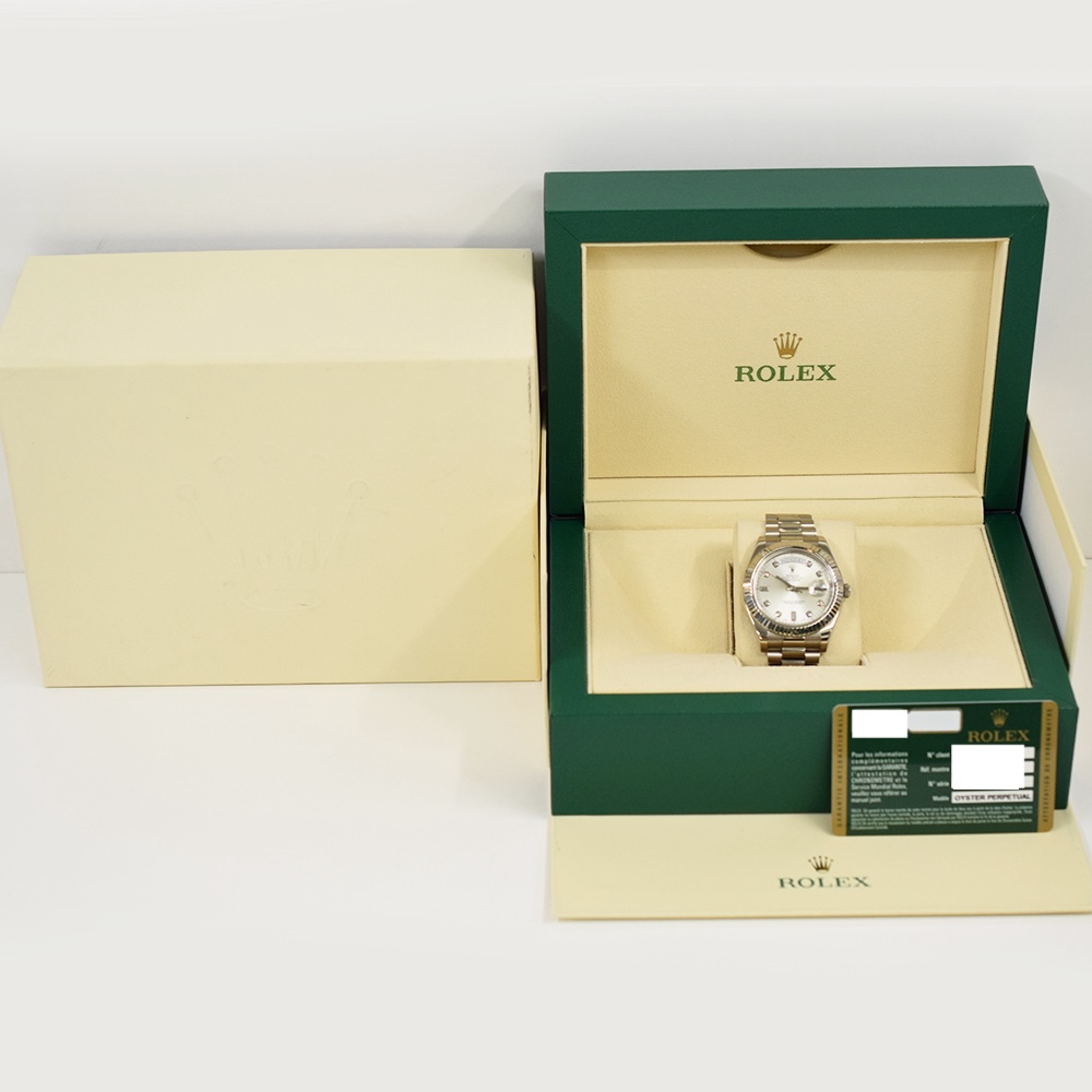 Rolex Day-Date II White Gold Silver Diamond Dial 218239A
