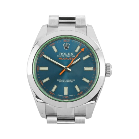 Rolex Milgauss Stainless Steel Green Crystal Blue Dial 116400GV
