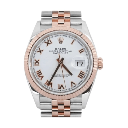 Rolex Datejust 36 Stainless Steel and Rose Gold White Roman Dial 126231