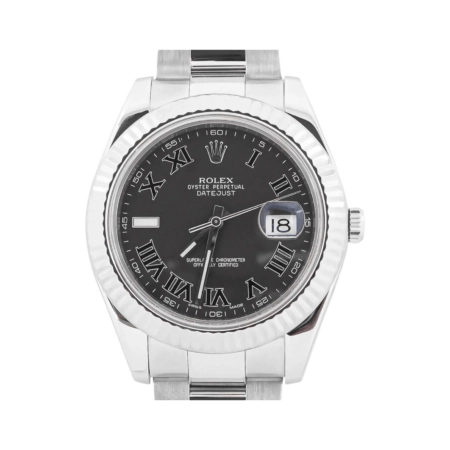 Rolex Datejust II Stainless Steel and White Gold Charcoal Roman Dial 116334